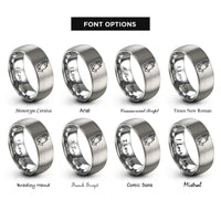font options for inside engraving on grey praying hands rings