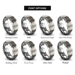font options for inside engraving on gray praying hands rings