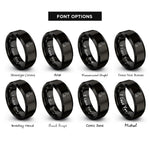 font options for inside engraving on black pregnancy silhouette rings