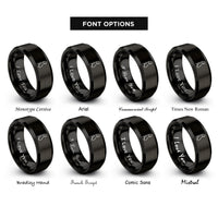 font options for inside engraving on black pregnant belly silhouette rings