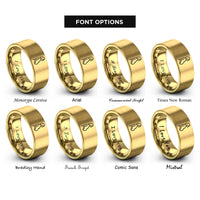 font options for inside engraving on gold pregnant belly silhouette rings