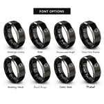 font options for inside engraving on black & grey presentation board rings