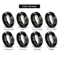 font options for inside engraving on black & grey presentation board rings