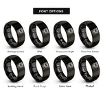 font options for inside engraving on black presentation board rings