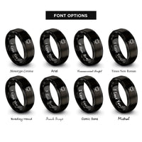 font options for inside engraving on black presentation board rings