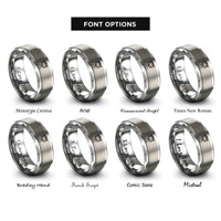 font options for inside engraving on gray presentation board rings