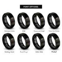 font options for inside engraving on black press id badge rings