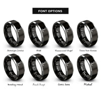 font options for inside engraving on black & silver presser foot rings