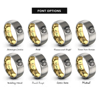 font options for inside engraving on gold & grey pretzel rings