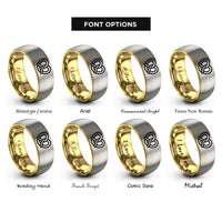 font options for inside engraving on gold & grey pretzel rings