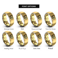 font options for inside engraving on gold & silver pretzel rings