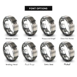 font options for inside engraving on gray pretzel rings