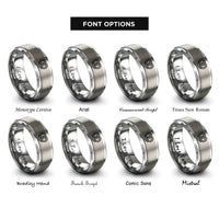 font options for inside engraving on gray pretzel rings