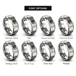 font options for inside engraving on silver pretzel rings