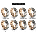 font options for inside engraving on rose gold & silver pretzel rings