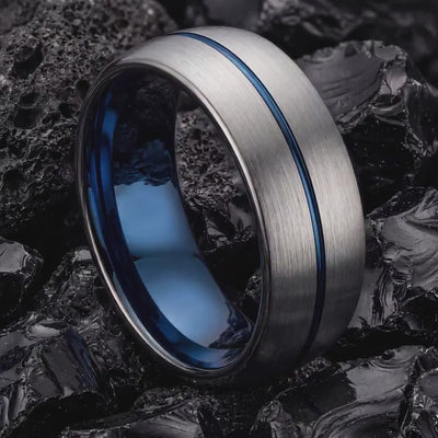 Mens Wedding Band,Mens Wedding Band Tungsten,Wedding Rings Women,Matching Wedding Rings Set,Gunmetal Men Wedding Band,Grey,Mens Rings Blue,8