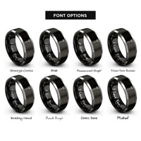 font options for inside engraving on black & grey pricking iron rings
