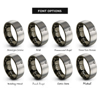 font options for inside engraving on gunmetal & grey pricking iron rings