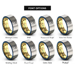 font options for inside engraving on gold & blue & silver pride fist heart rings