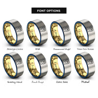 font options for inside engraving on gold & blue & silver pride fist heart rings