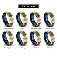 font options for inside engraving on gold & blue & silver pride heart rings