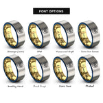 font options for inside engraving on gold & blue & gray pride heart rings