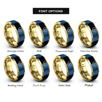 font options for inside engraving on gold & blue pride sign rings