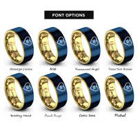 font options for inside engraving on gold & blue pride sign rings