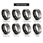 font options for inside engraving on black & grey prims algorithm maze rings