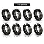 font options for inside engraving on black & grey prims algorithm maze rings