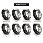font options for inside engraving on black & grey prims algorithm maze rings