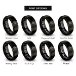font options for inside engraving on black princess crown rings
