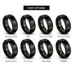 font options for inside engraving on black princess crown rings