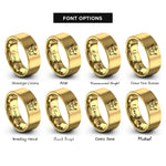 font options for inside engraving on gold princess crown rings