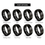 font options for inside engraving on black print heart rings