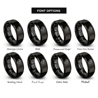 font options for inside engraving on black print heart rings