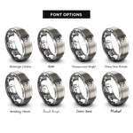 font options for inside engraving on gray print heart rings