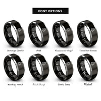font options for inside engraving on black & gray prism rings