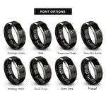 font options for inside engraving on black & gray prism rings