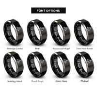 font options for inside engraving on black & gray prism rings
