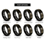 font options for inside engraving on gunmetal & black prism rings