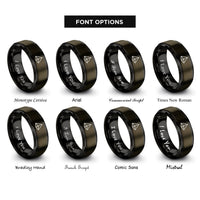 font options for inside engraving on gunmetal & black prism rings