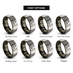font options for inside engraving on gunmetal & silver prism rings