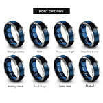 font options for inside engraving on blue & silver prismatic spring rings