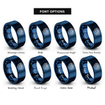 font options for inside engraving on blue prismatic spring rings
