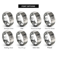 font options for inside engraving on gray prismatic spring rings