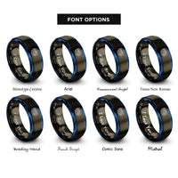 font options for inside engraving on gunmetal & blue prismatic spring rings