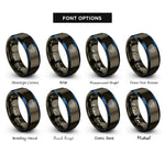 font options for inside engraving on gunmetal & blue prismatic spring rings