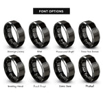font options for inside engraving on black & gray prison bars icon rings