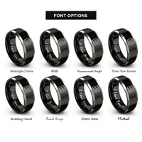 font options for inside engraving on black & gray prison bars icon rings